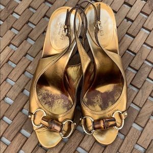 Classic Gold Gucci sling-backs